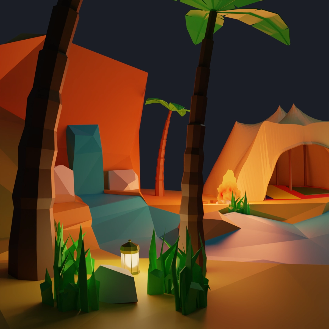 Scène 3D low poly